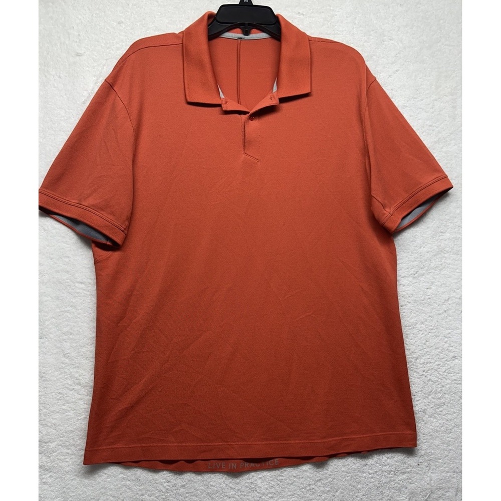 Lululemon Mens Size L Orange Short Sleeve Evolution Polo Shirt (K7)